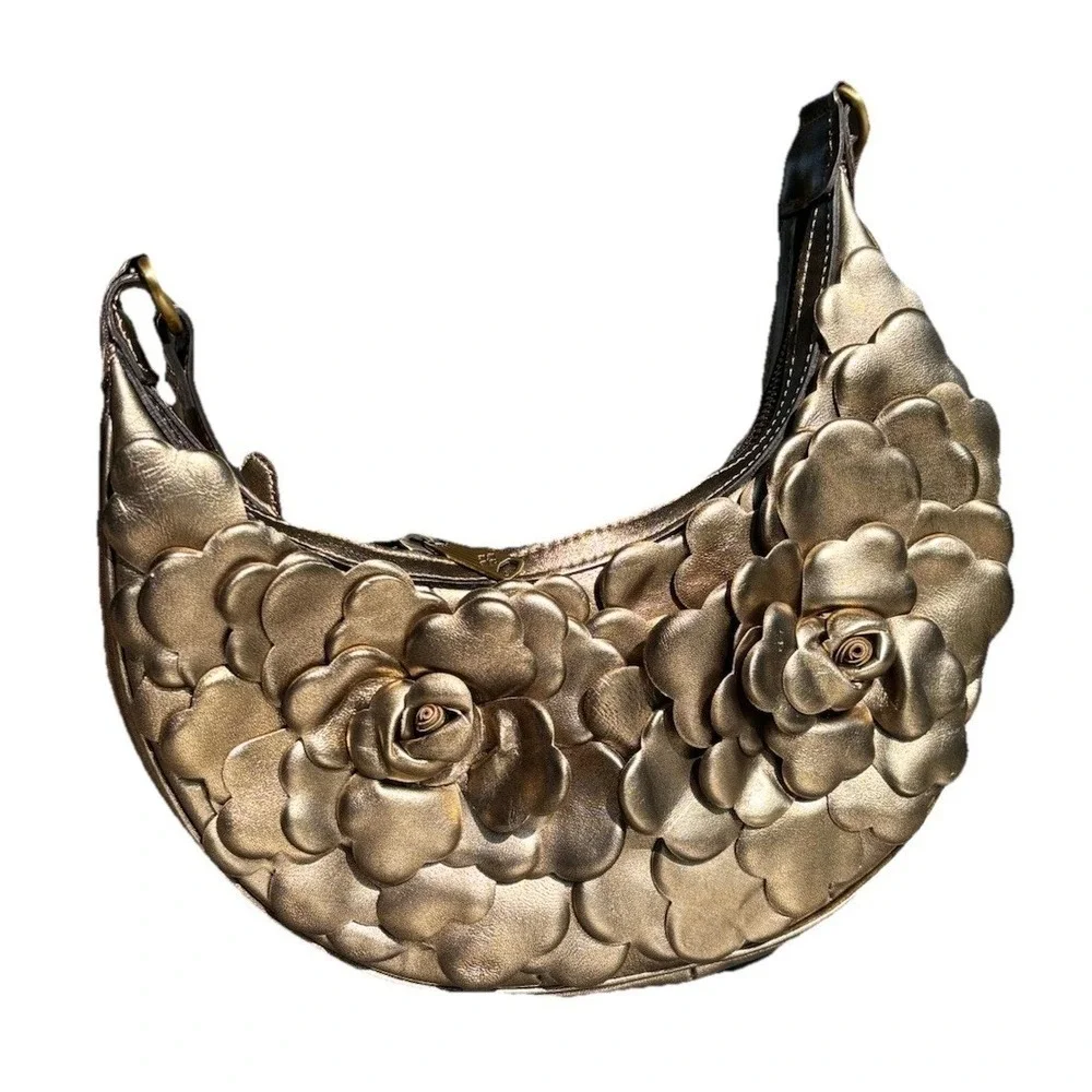 NWOT Patricia Nash Coley Leather Shoulder Hobo Bag Metallic Whimsigoth Fairycore